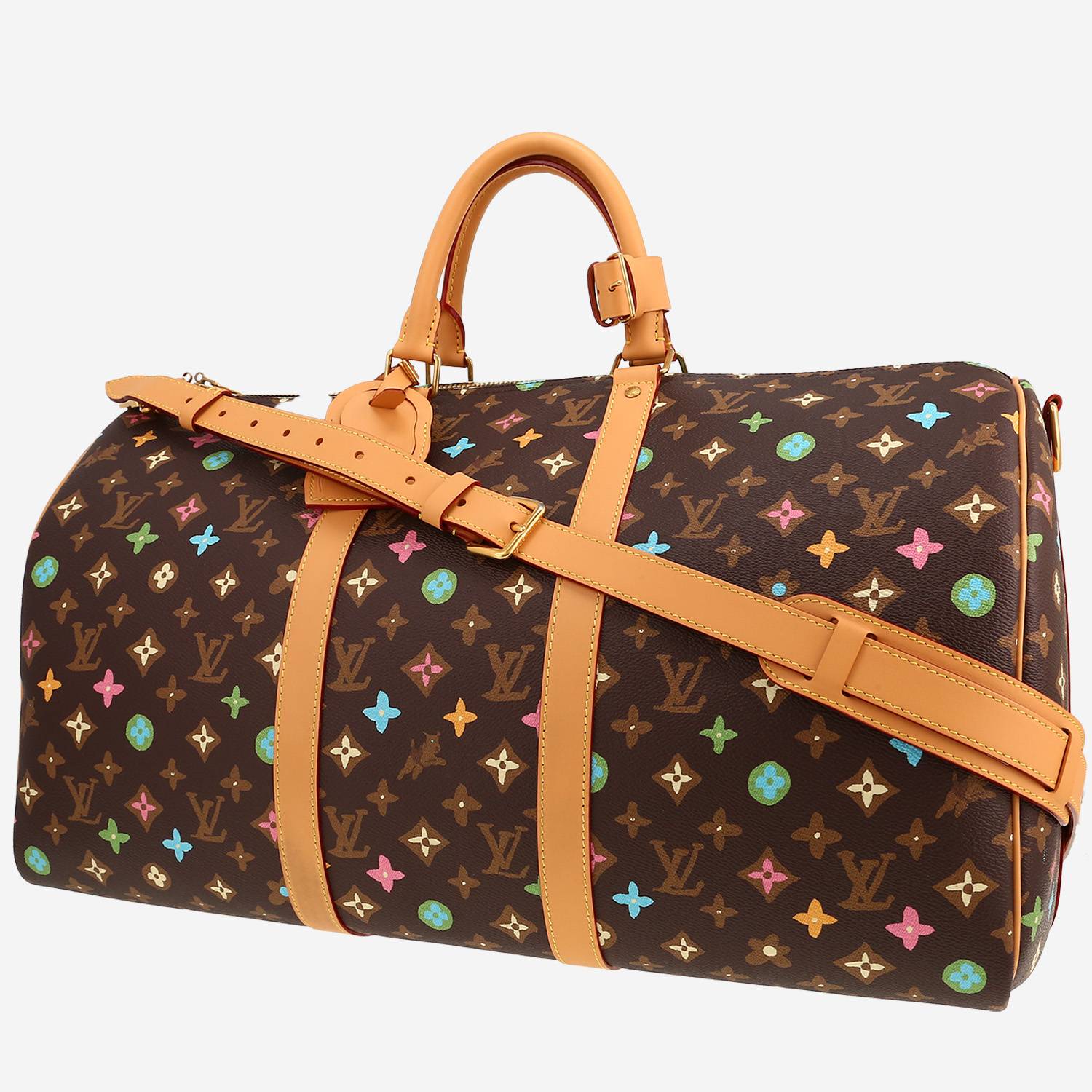 Louis Vuitton  Keepall Editions Limitées Tyler, The Creator travel bag  in brown and multicolor monogram canvas  and natural leather