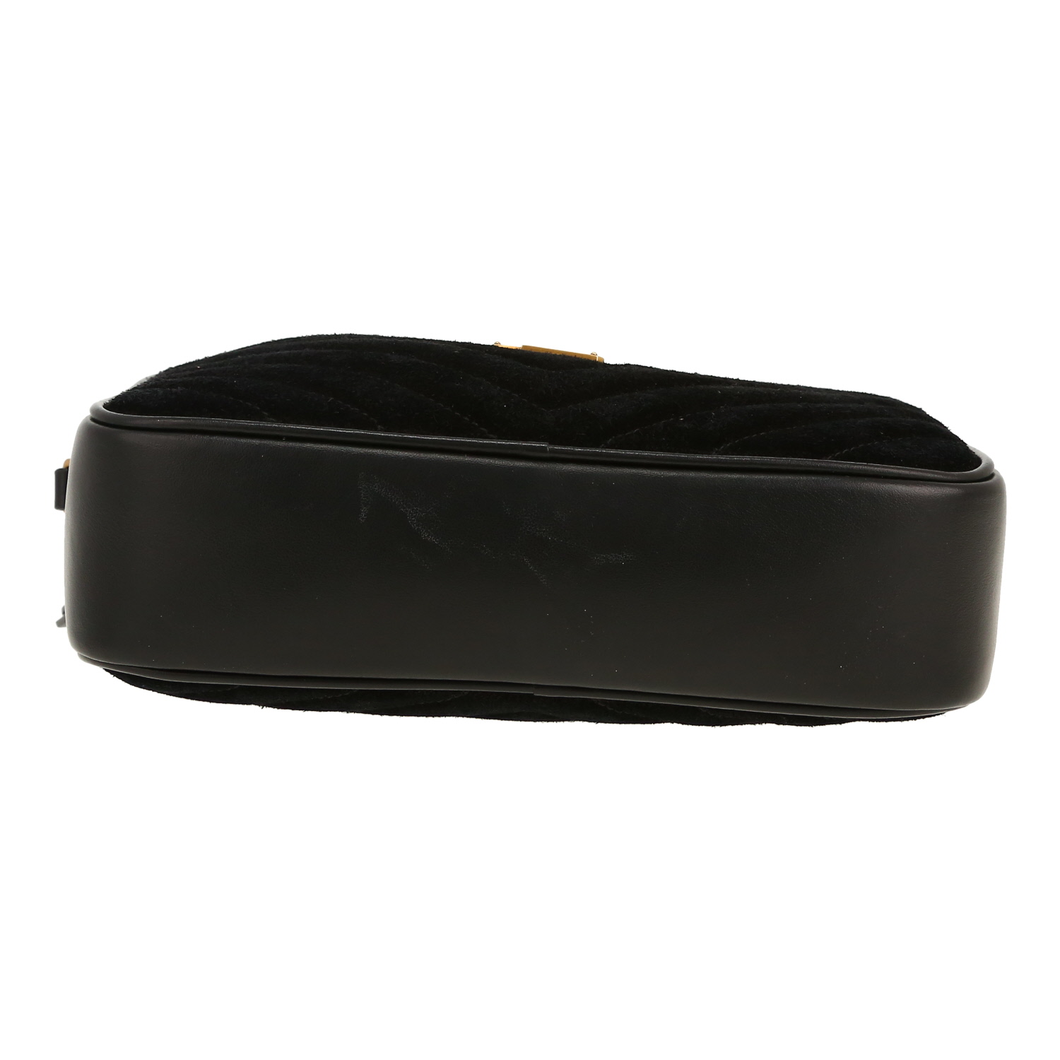 Saint Laurent  Lou Sac Caméra shoulder bag  in black Veau velours  and black leather - Detail D1