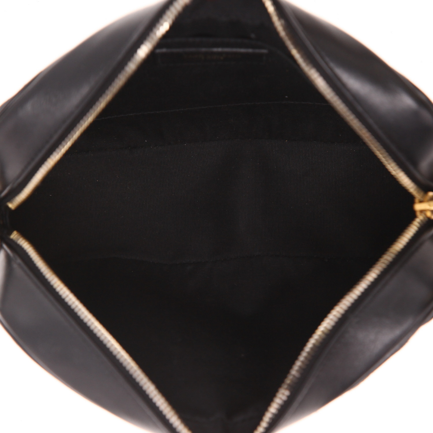 Bolso bandolera Saint Laurent  Lou Sac Caméra en Veau velours negro y cuero negro - Detail D3