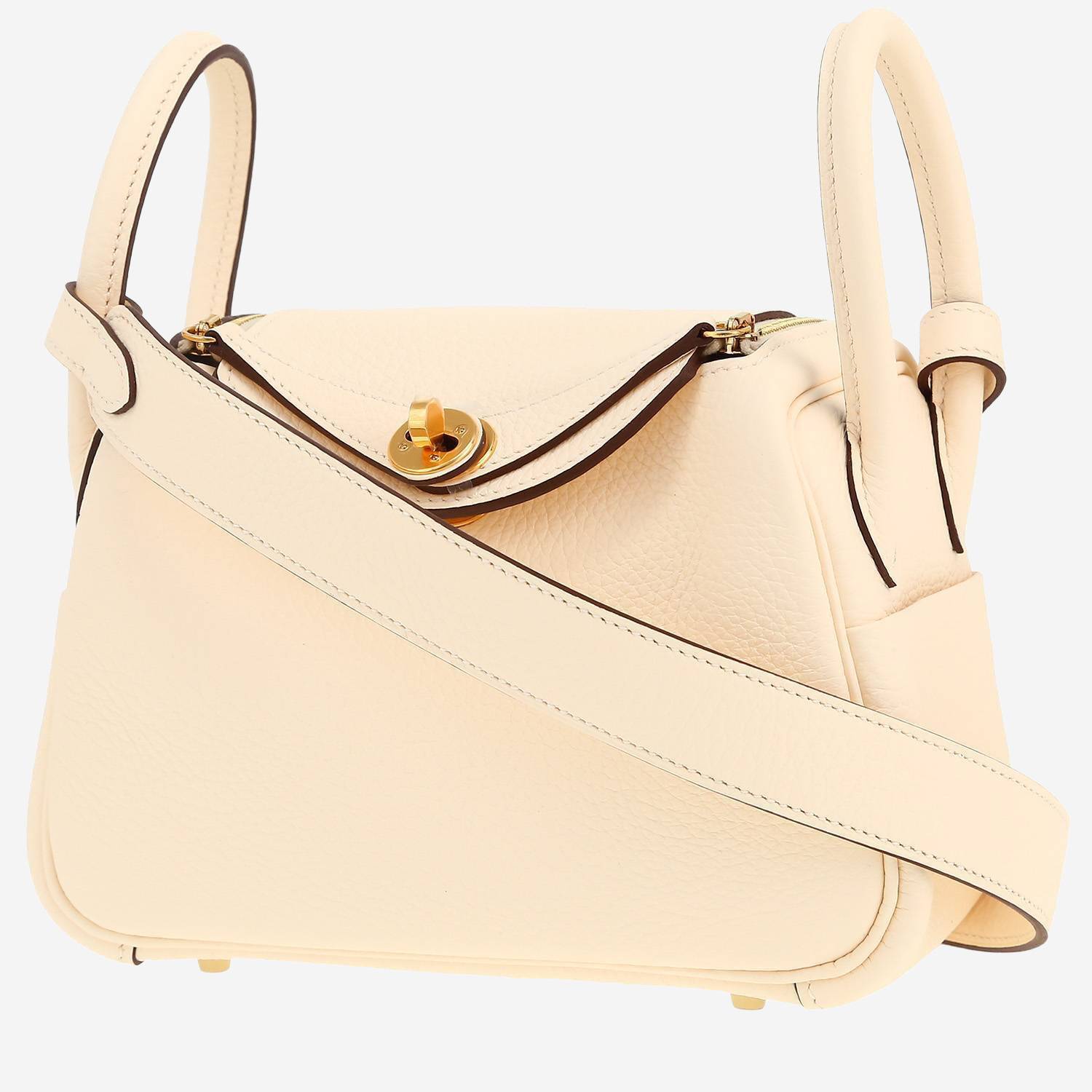 Bolso bandolera Hermès  Lindy mini  en cuero togo Nata