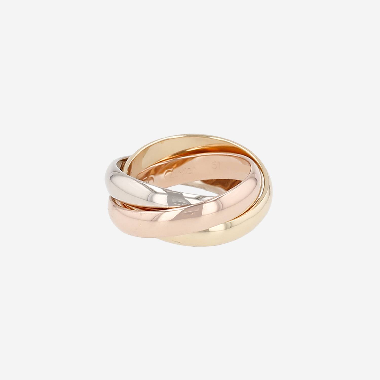 Cartier Trinity medium model ring in 3 golds, size 51
