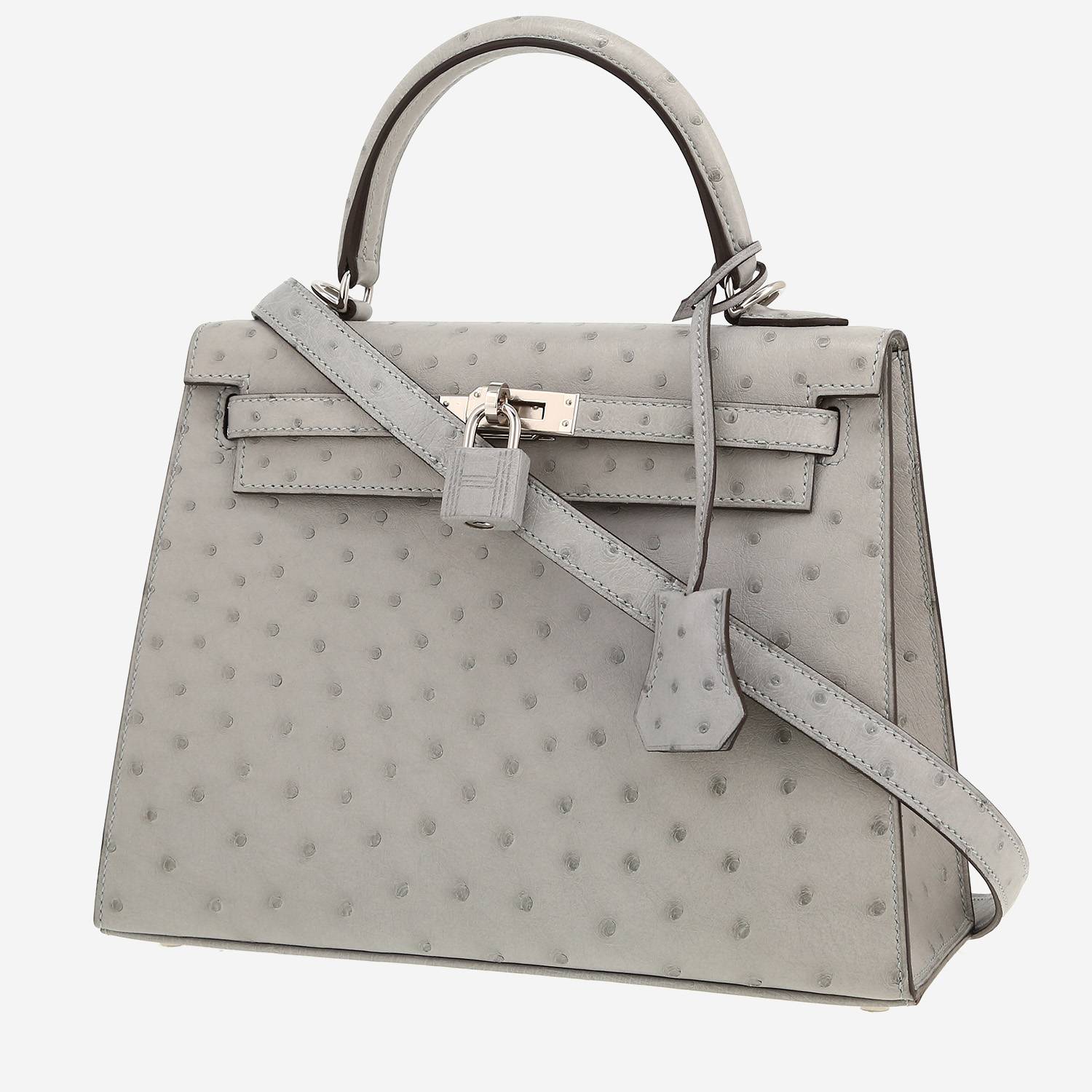 Hermès  Kelly 25 cm handbag  in Gris Perle ostrich leather