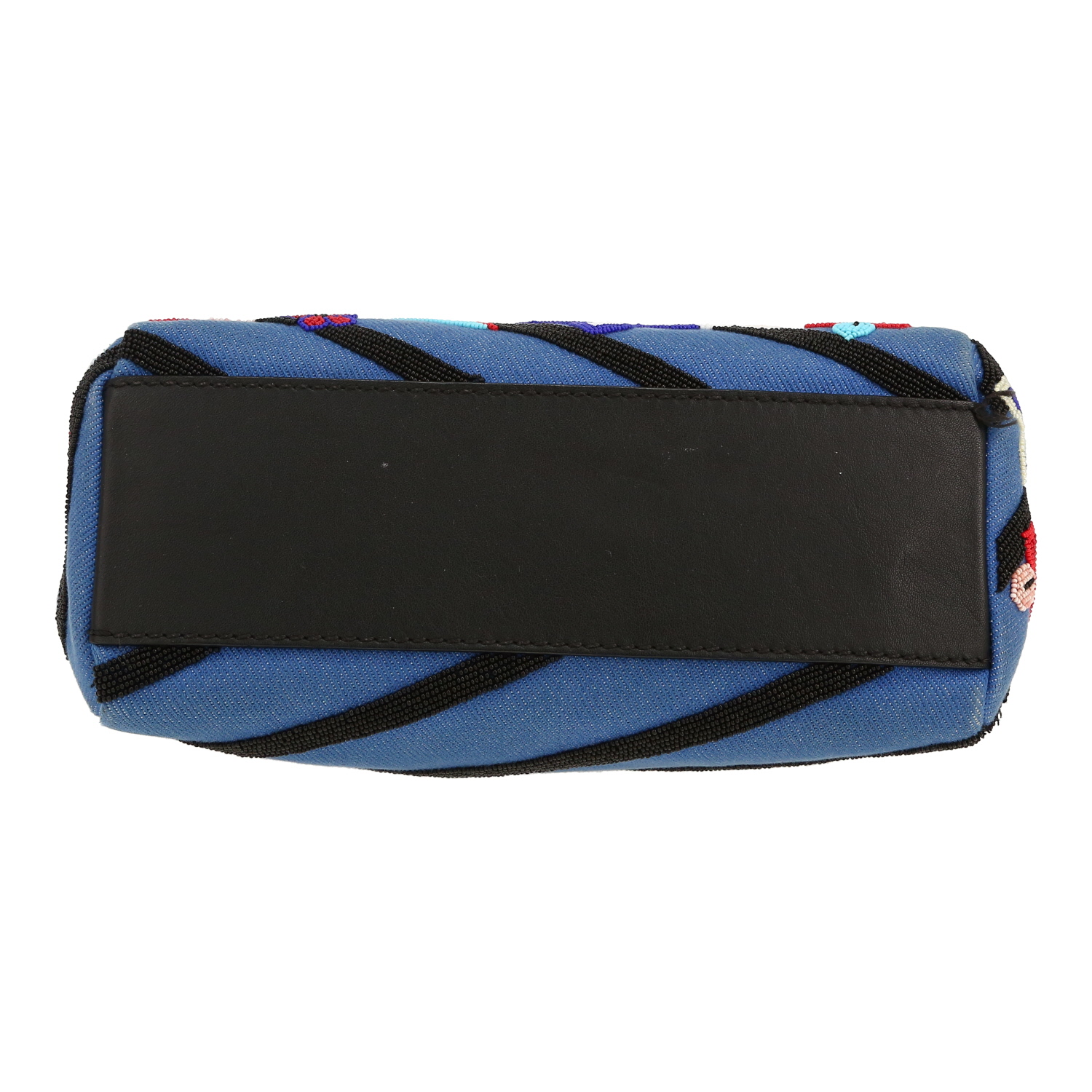 Borsa Fendi  Peekaboo in tela denim blu e pelle nera - Detail D1