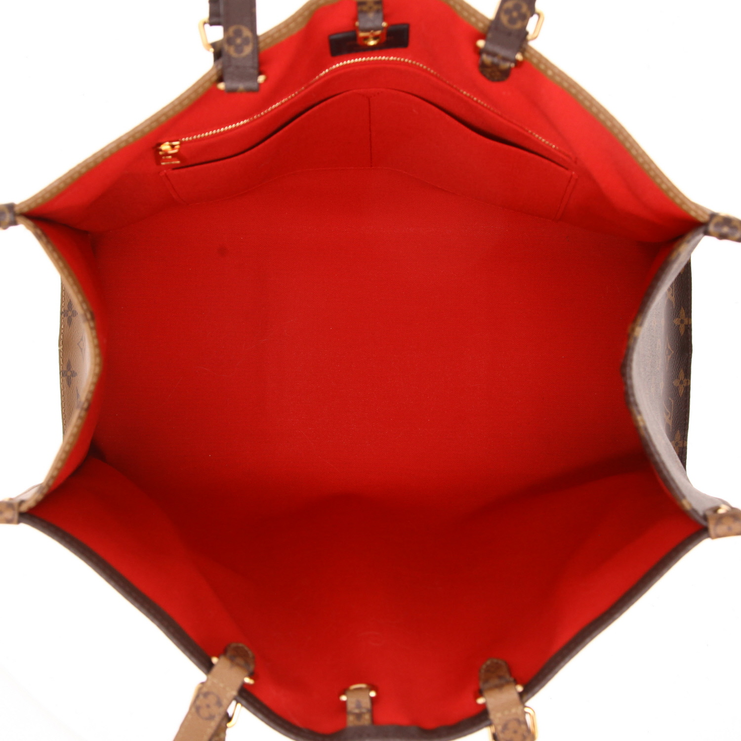 Sac cabas Louis Vuitton  Onthego grand modèle  en toile monogram Reverso deux tons marron - Detail D3