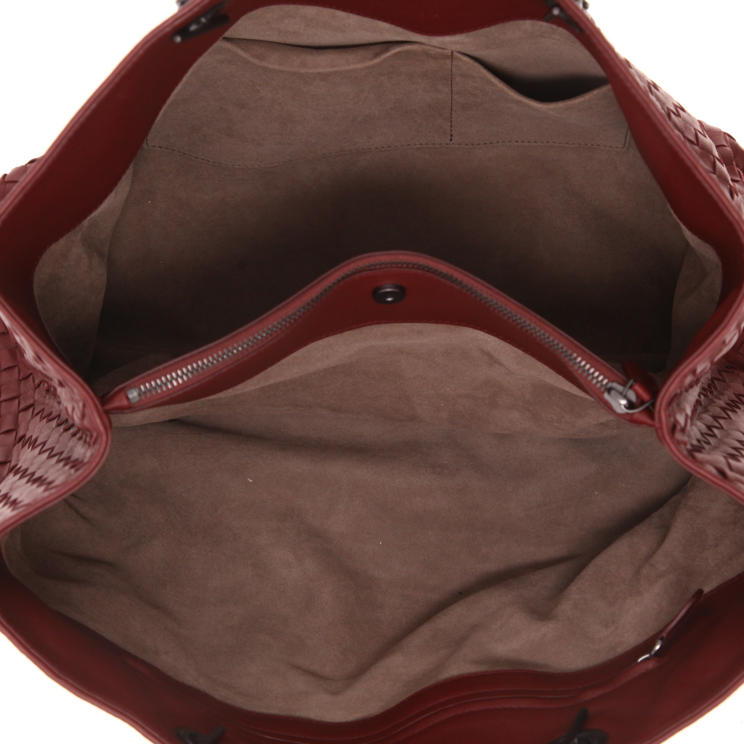 Shopping bag Bottega Veneta  Tote modello grande  in pelle intrecciata bordeaux - Detail D3