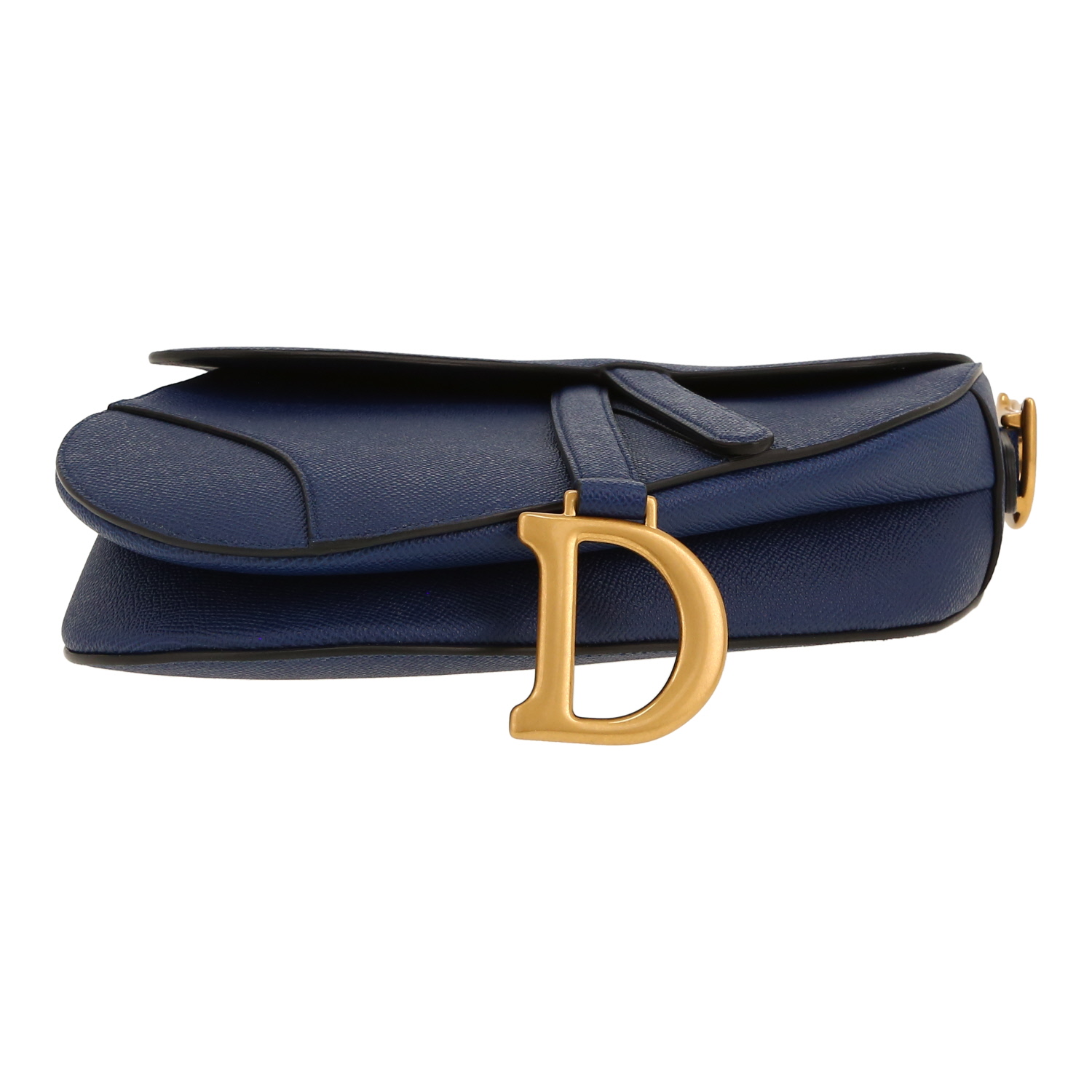 Borsa a tracolla Dior  Saddle in pelle martellata blu marino - Detail D1