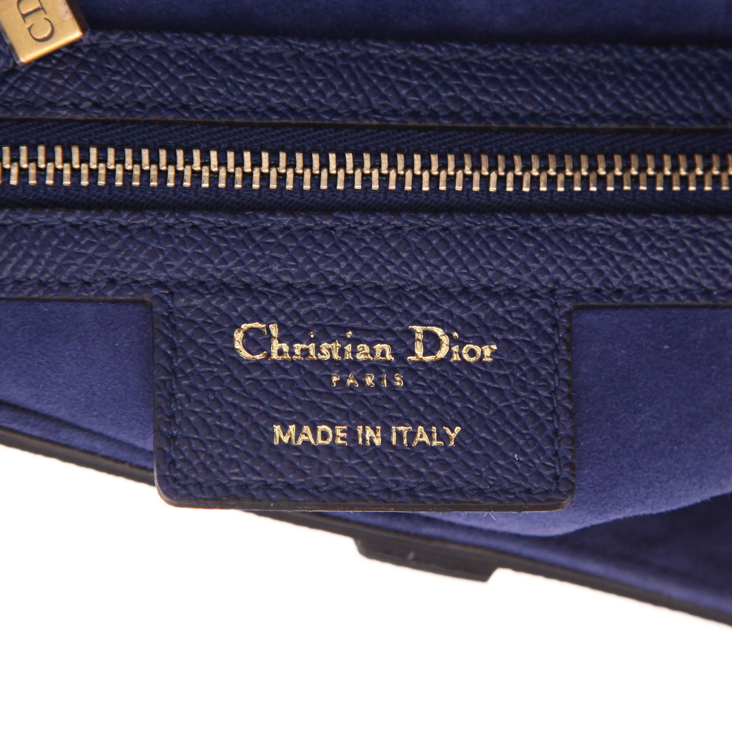 Borsa a tracolla Dior  Saddle in pelle martellata blu marino - Detail D2