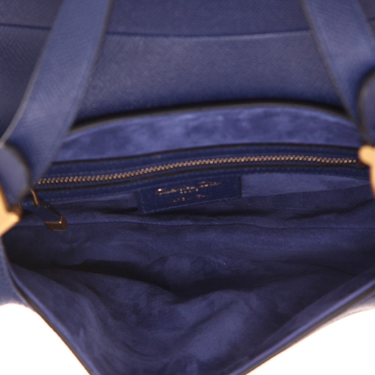 Sac bandoulière Dior  Saddle en cuir grainé bleu-marine - Detail D3
