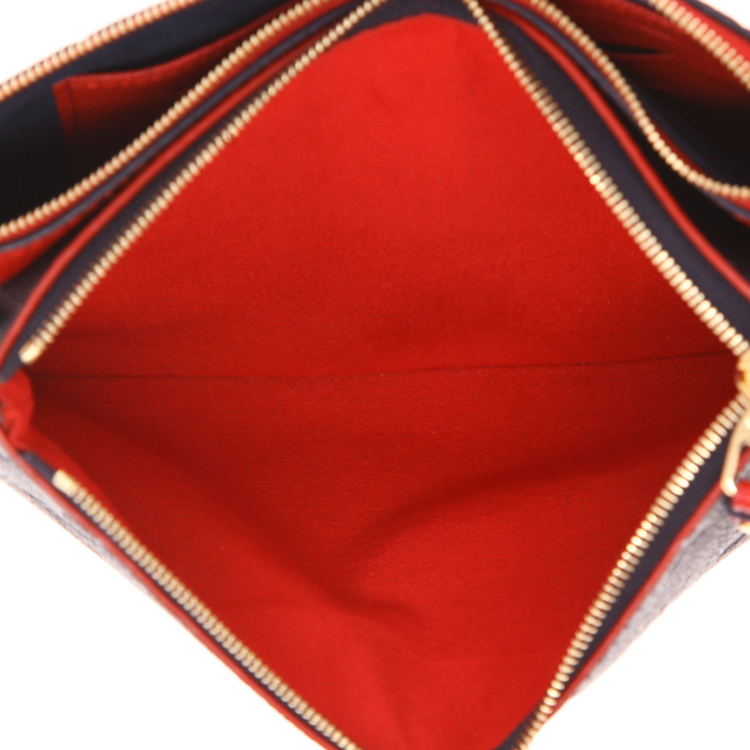 Sac bandoulière Louis Vuitton  Double Zip en cuir monogram empreinte bleu-marine et rouge - Detail D3