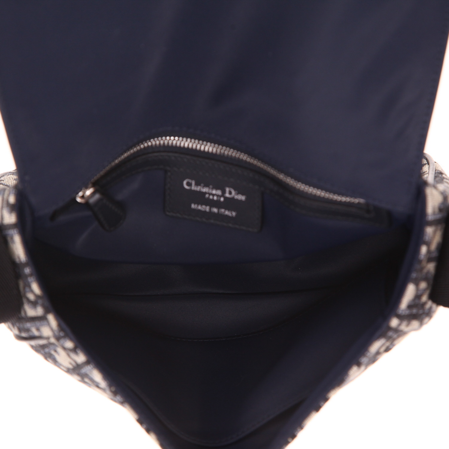 Bolso bandolera Dior  Messenger en lona Monogram Oblique azul y cuero azul - Detail D3