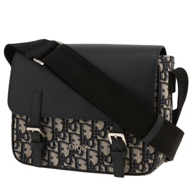 Borsa a tracolla Dior  Messenger in tessuto a monogramma Oblique blu e pelle blu