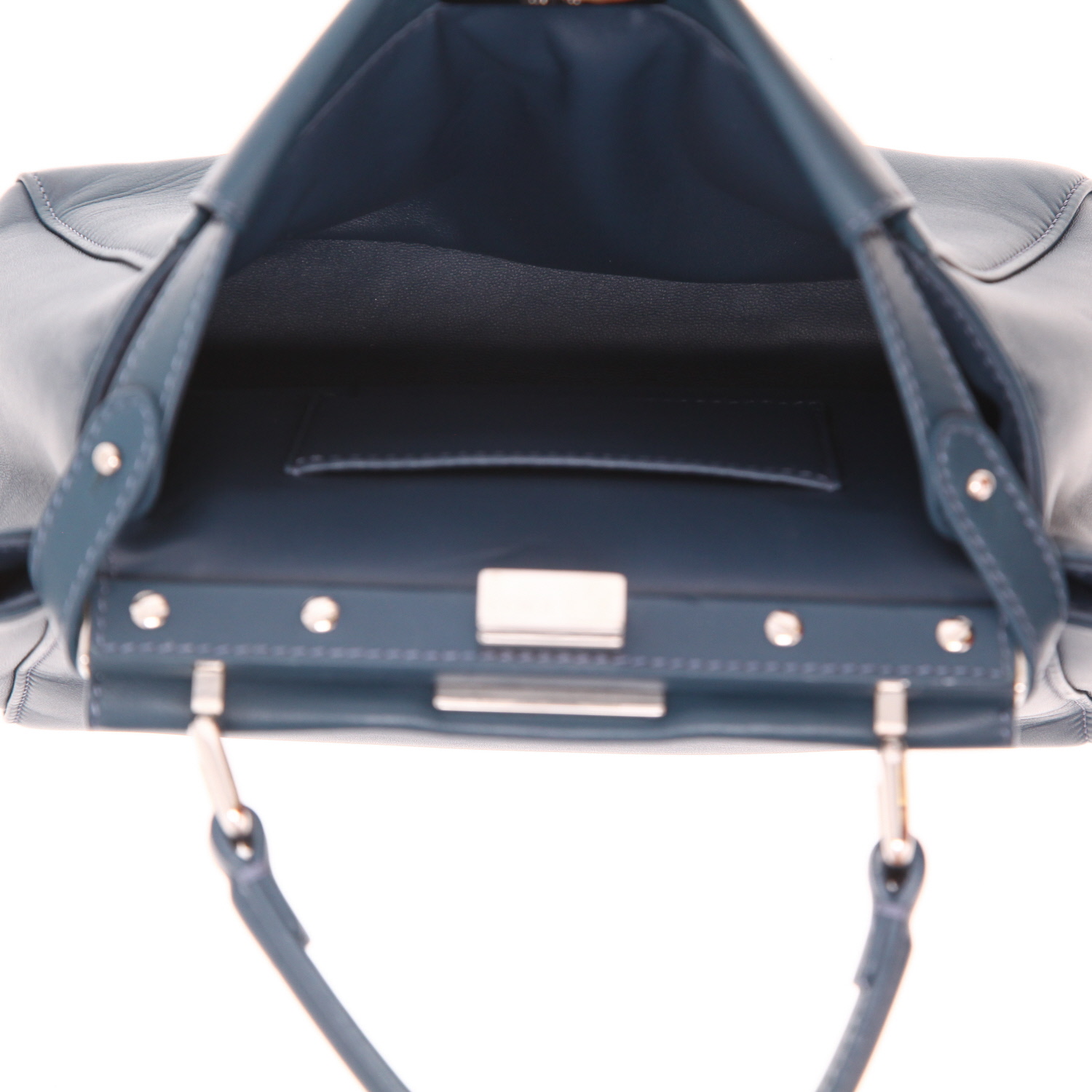 Fendi  Mini Peekaboo shoulder bag  in blue leather - Detail D4