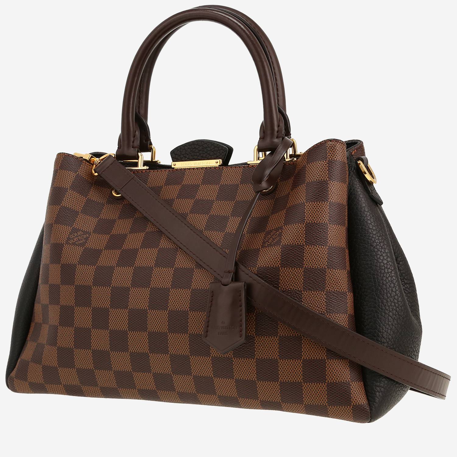 Sac à main Louis Vuitton   en toile damier ébène et cuir noir