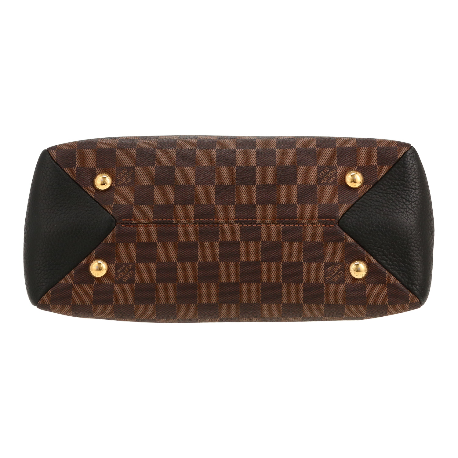 Louis Vuitton   handbag  in ebene damier canvas  and black leather - Detail D1