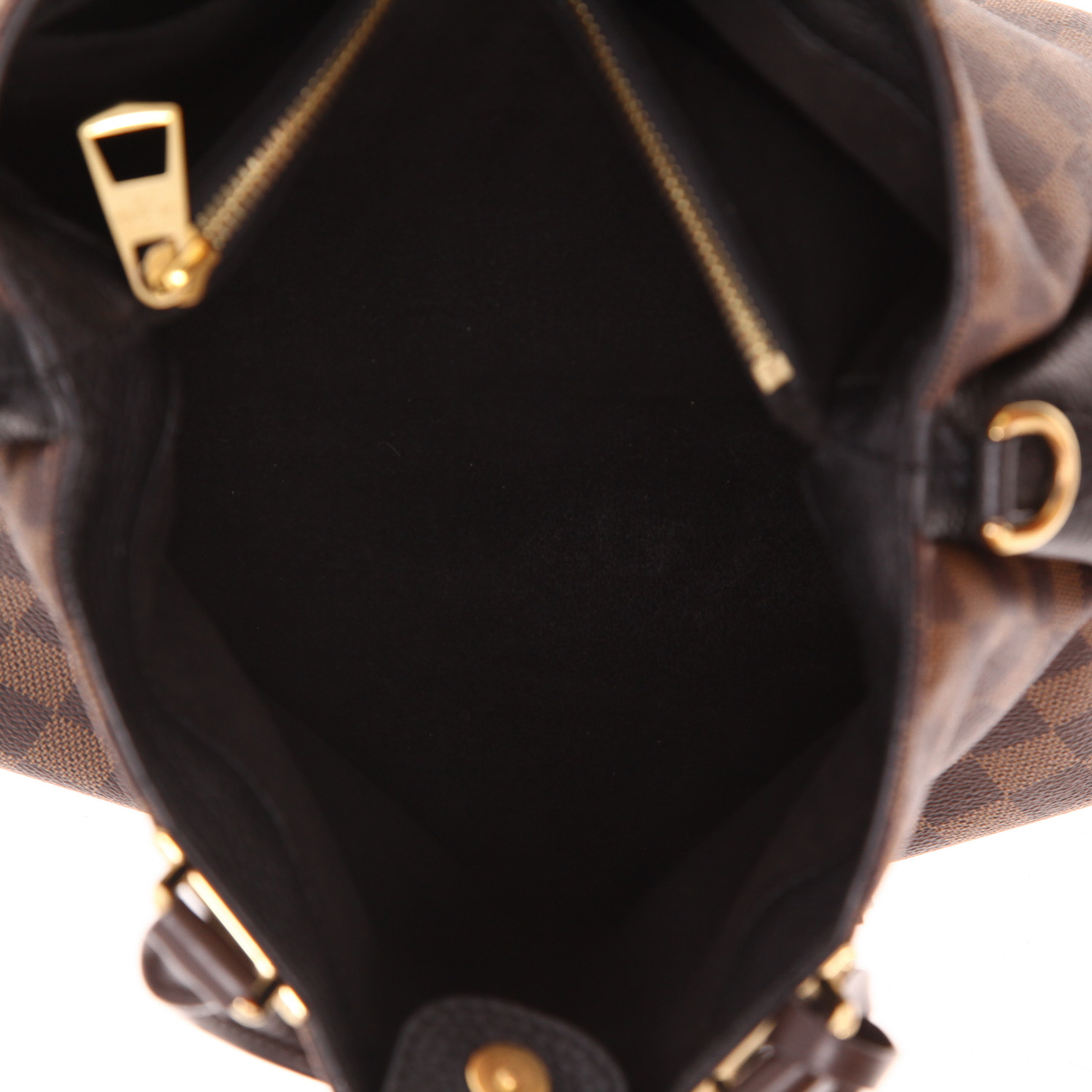 Louis Vuitton   handbag  in ebene damier canvas  and black leather - Detail D3