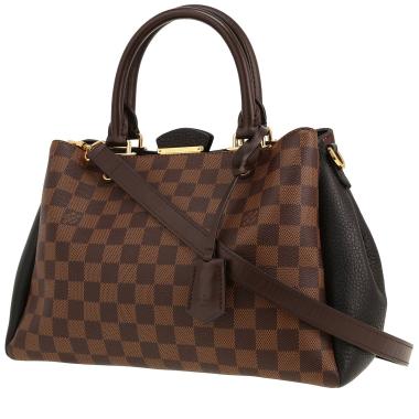 Louis Vuitton   handbag  in ebene damier canvas  and black leather