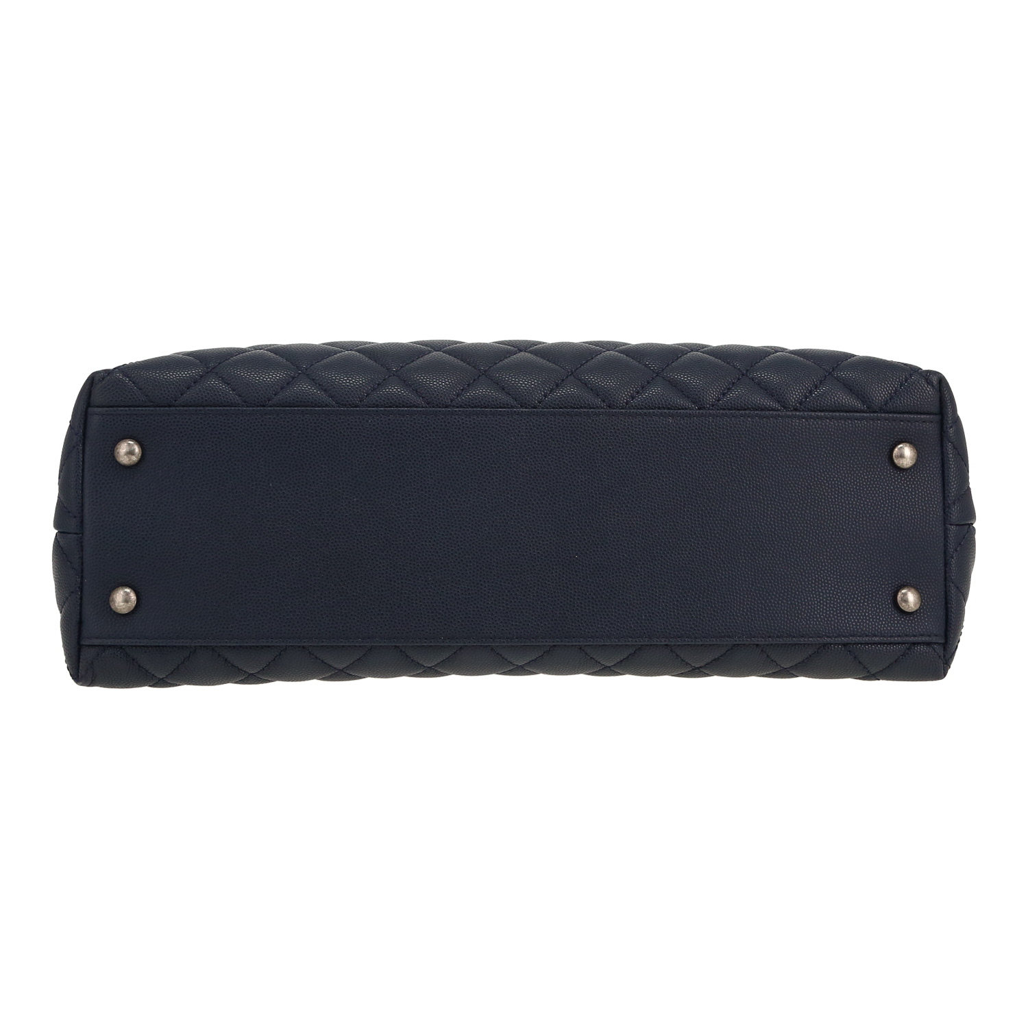 Sac bandoulière Chanel  Coco Handle en cuir grainé matelassé bleu-marine - Detail D1