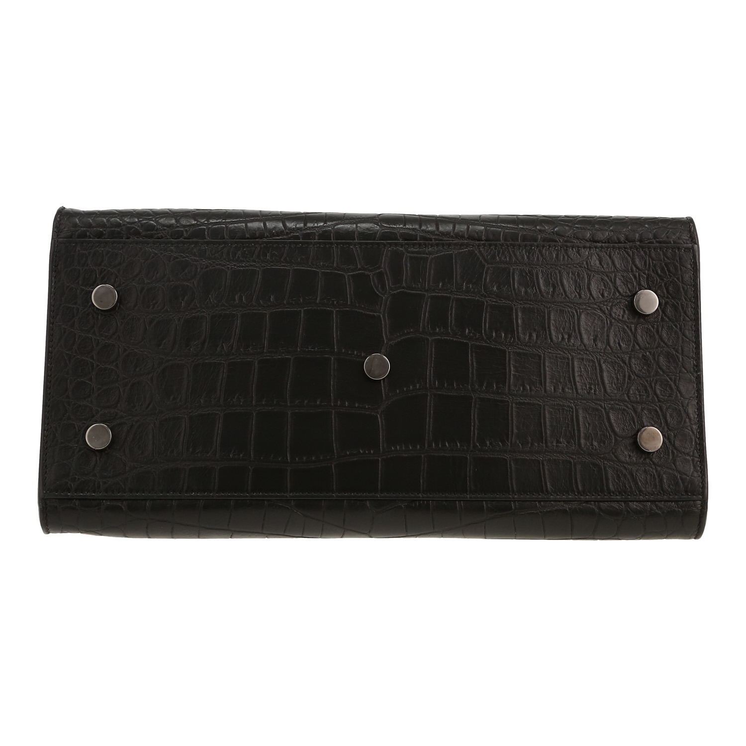 Saint Laurent  Rive Gauche shopping bag  in black leather - Detail D1