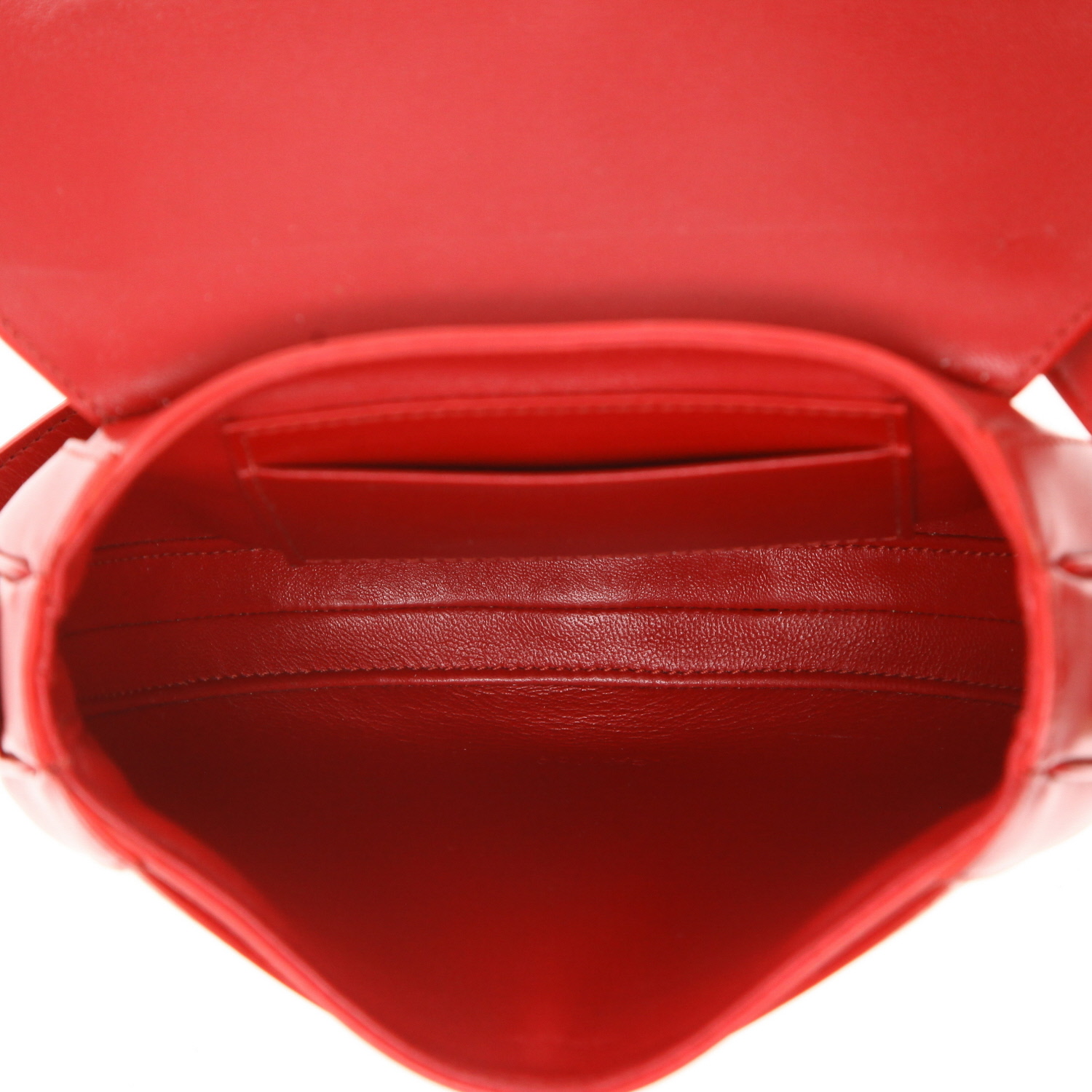 Sac bandoulière Celine  16 en cuir rouge - Detail D3