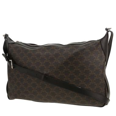 Bolso bandolera Celine  Romy en tejido "Triomphe" marrón y cuero negro