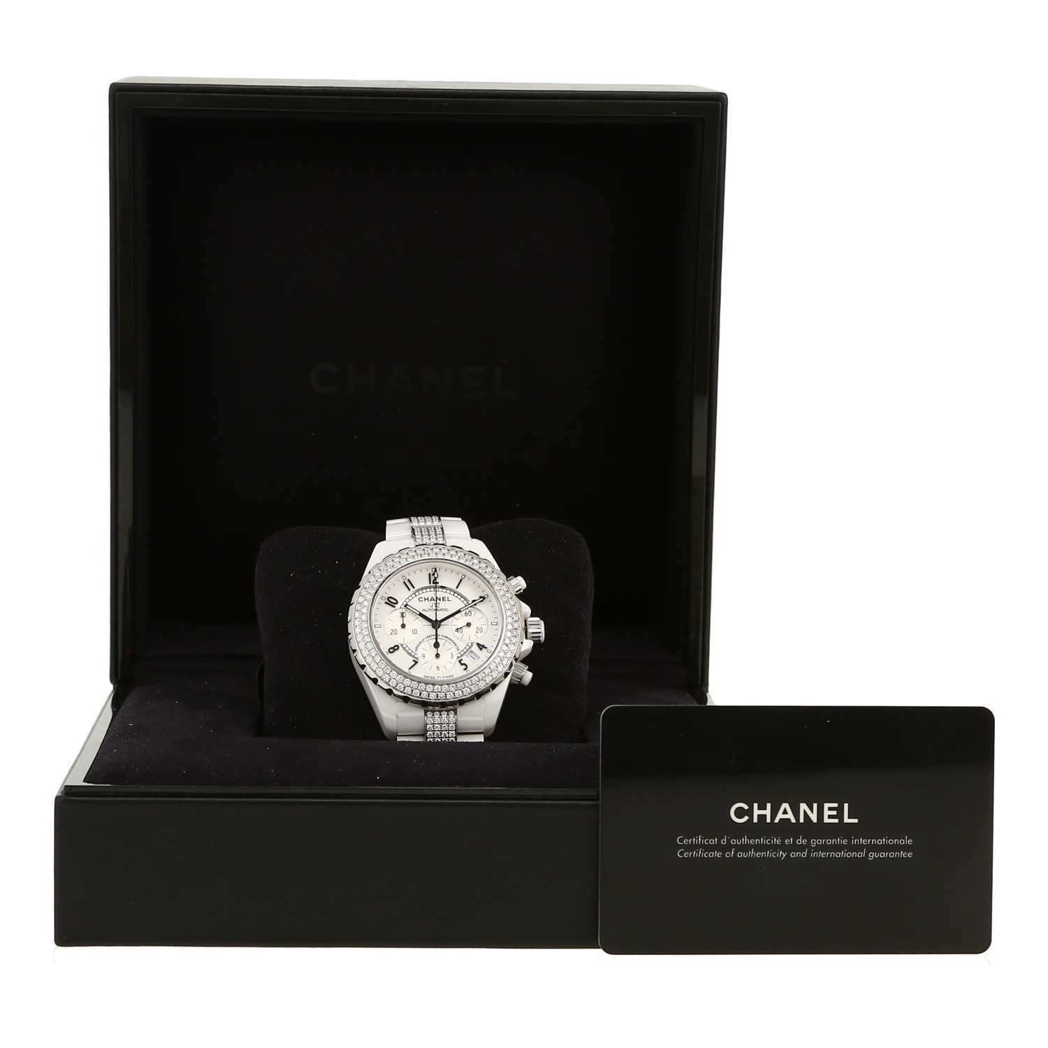 Montre Chanel J12 Joaillerie en céramique blanche et acier Vers 2000