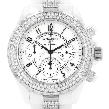 Montre Chanel J12 Joaillerie en céramique blanche et acier Vers 2000