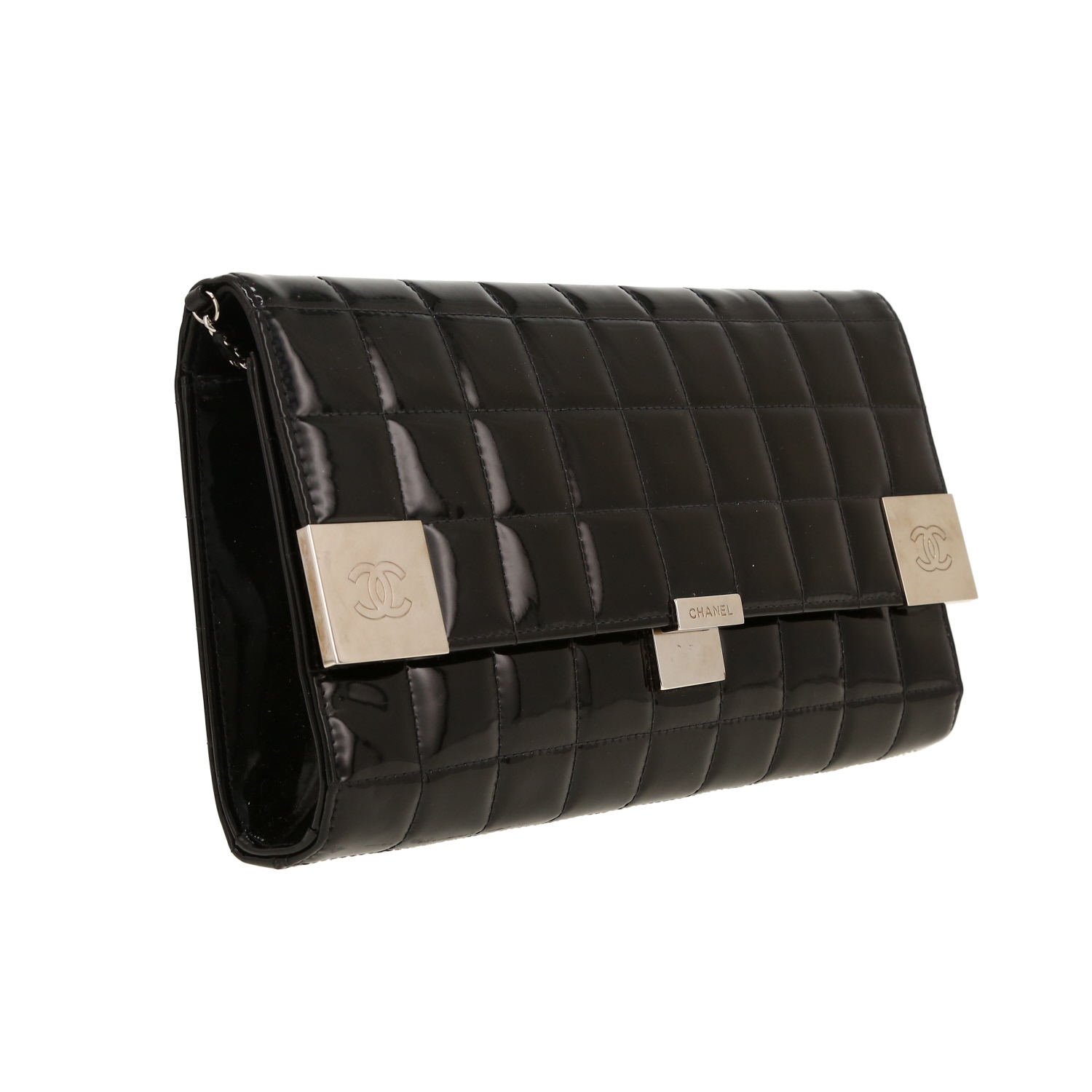 Borsa Chanel   in pelle verniciata nera - Detail D5