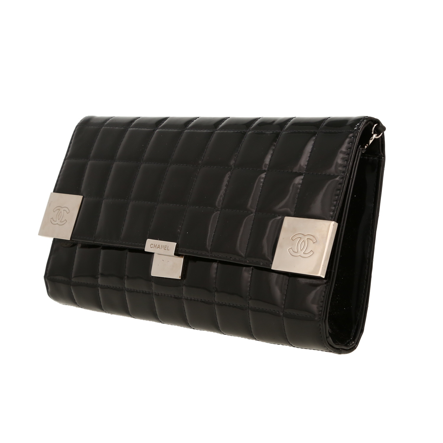 Chanel   handbag  in black patent leather - Detail D9