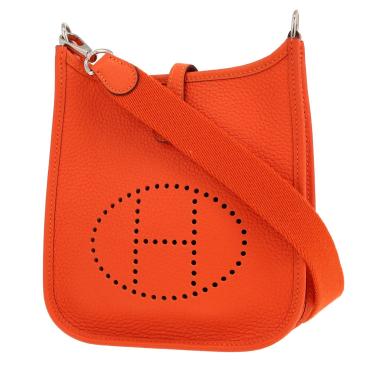 Hermès  Mini Evelyne shoulder bag  in orange leather taurillon clémence