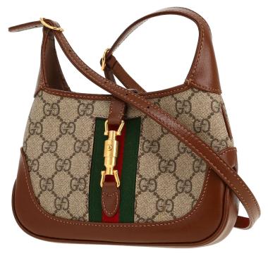 Gucci  Jackie mini  shoulder bag  in beige "sûpreme GG" canvas  and brown leather