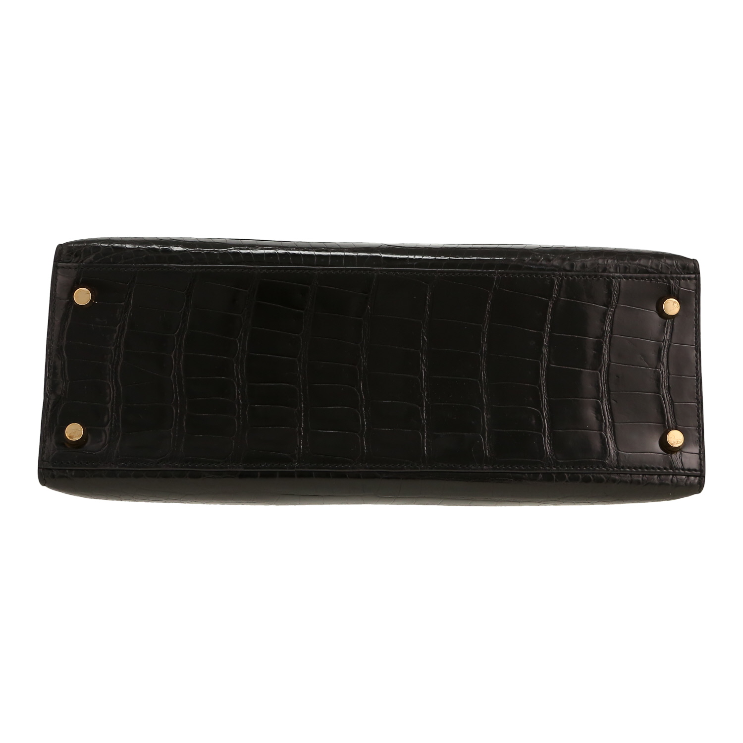 Sac à main Hermès  Kelly 32 cm en crocodile porosus noir - Detail D1
