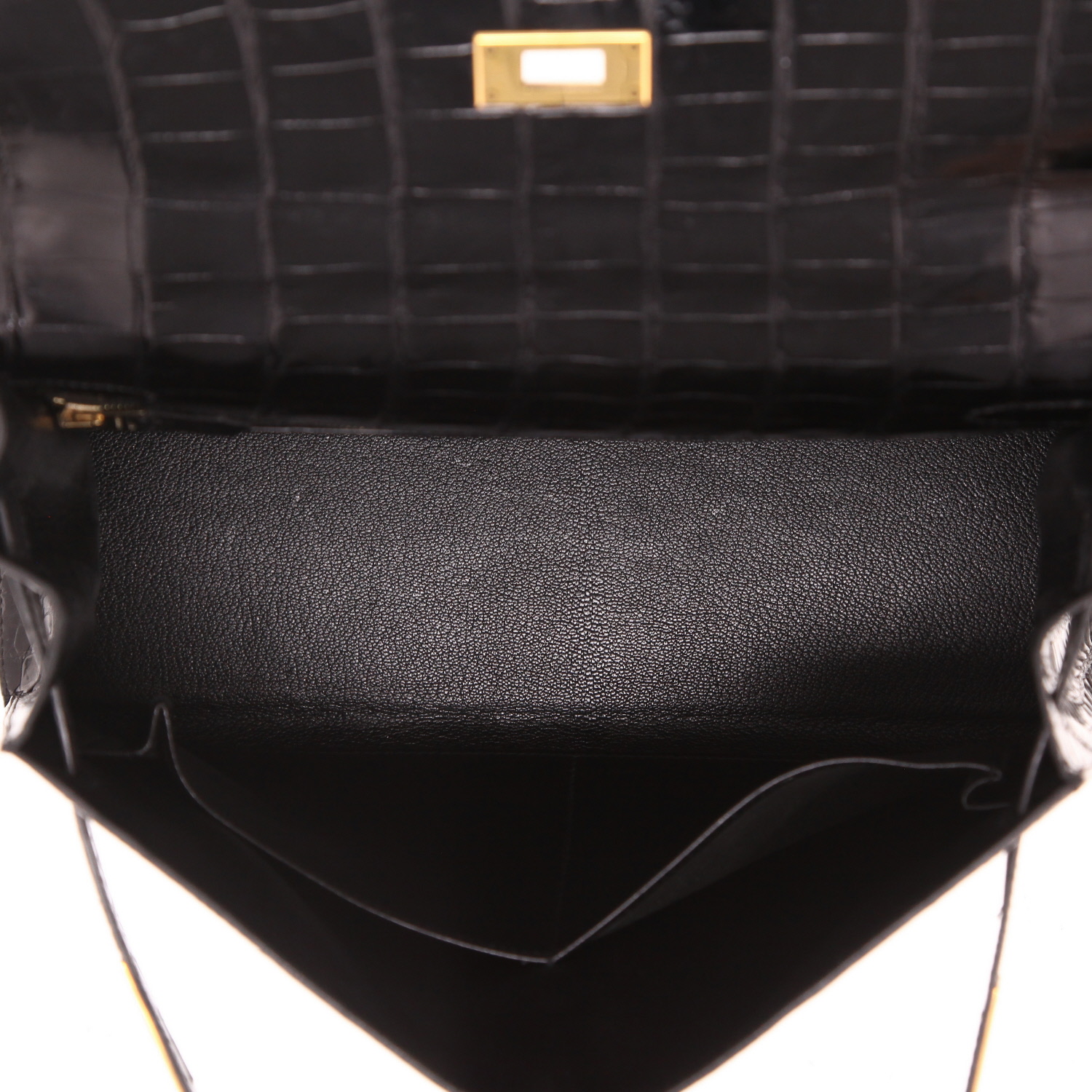 Sac à main Hermès  Kelly 32 cm en crocodile porosus noir - Detail D3