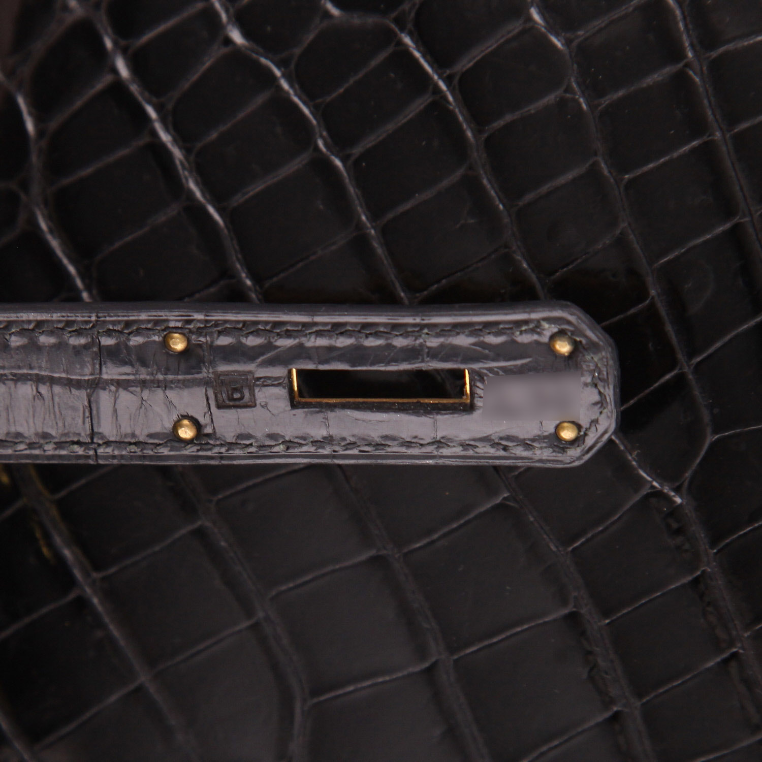 Sac à main Hermès  Kelly 32 cm en crocodile porosus noir - Detail D4