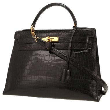 Bolso de mano Hermès  Kelly 32 cm en cocodrilo porosus negro