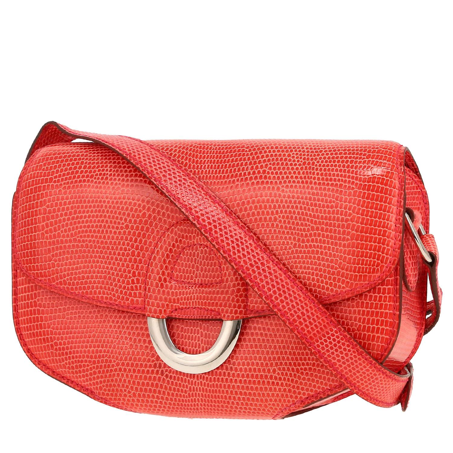 Sac à main Hermès Cherche Midi en lézard orange