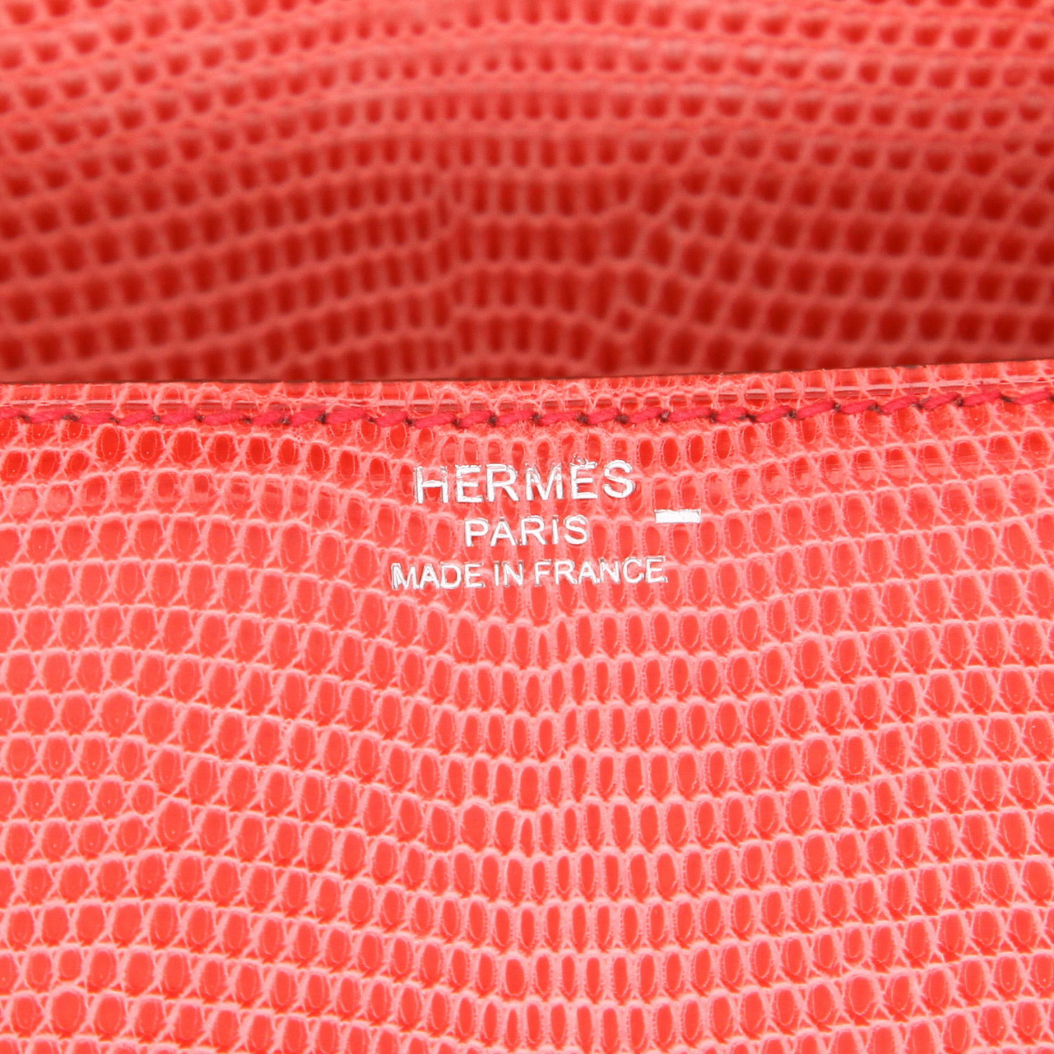 Bolso de mano Hermès  Cherche Midi en piel de lagarto naranja - Detail D2