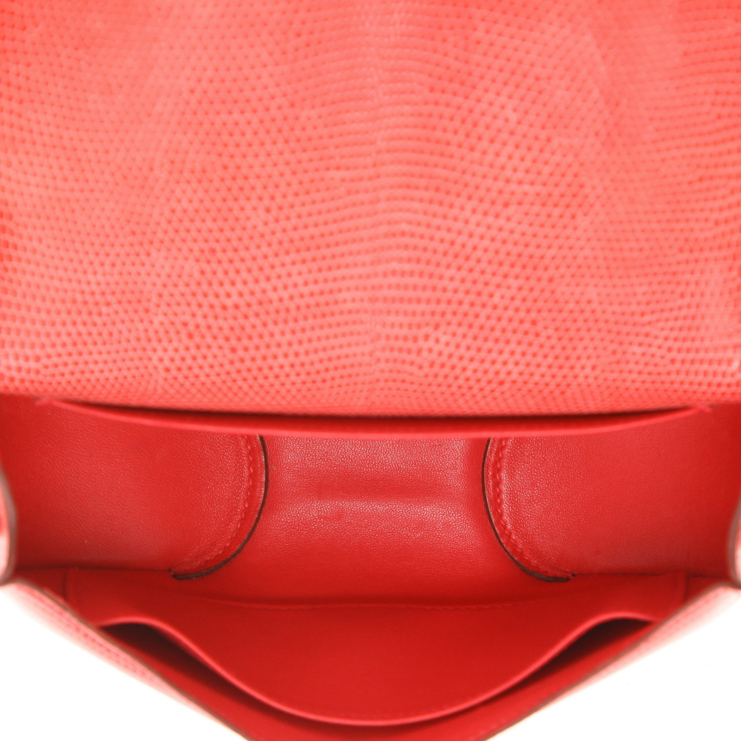Hermès  Cherche Midi handbag  in orange lizzard - Detail D3