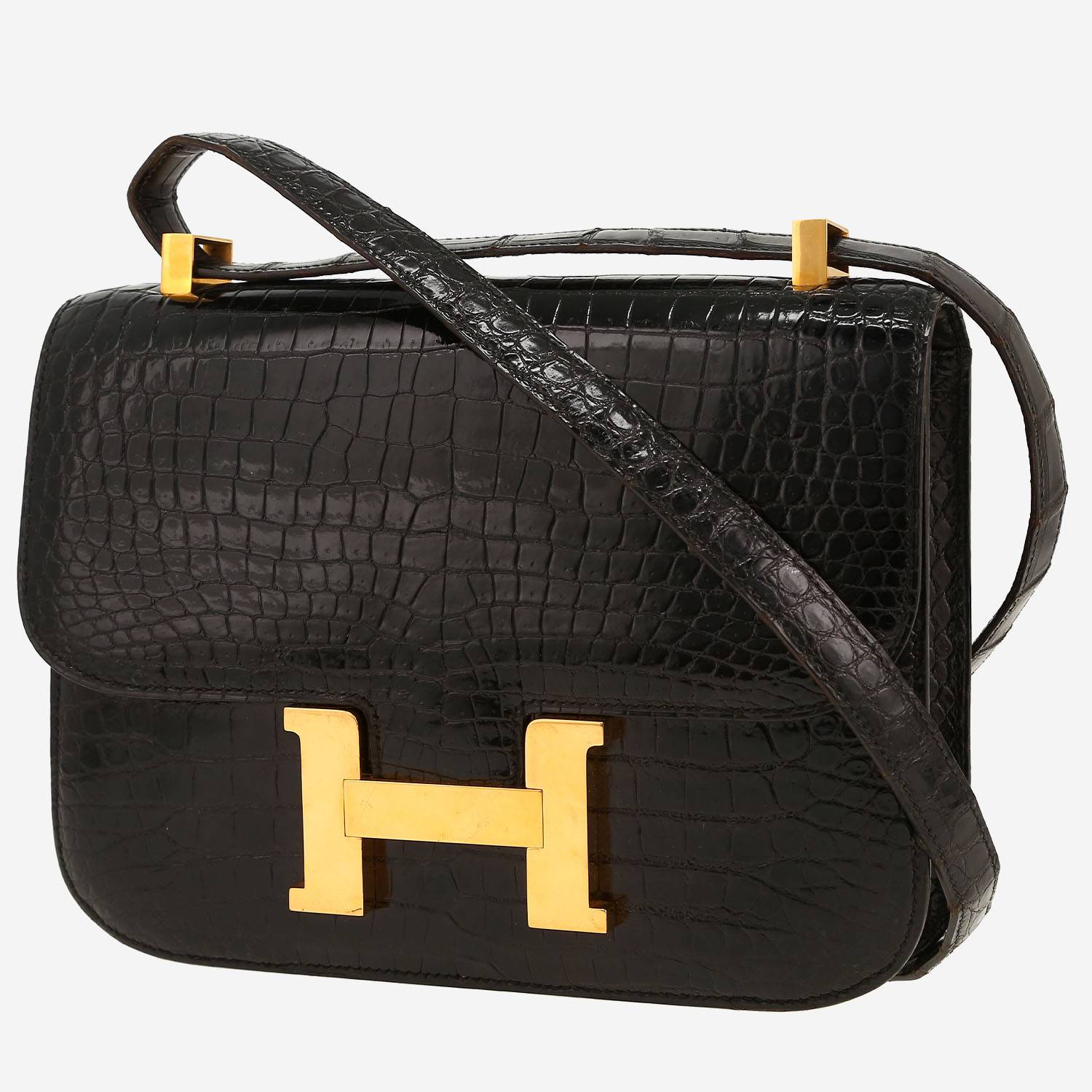 Hermès  Constance handbag  in black porosus crocodile