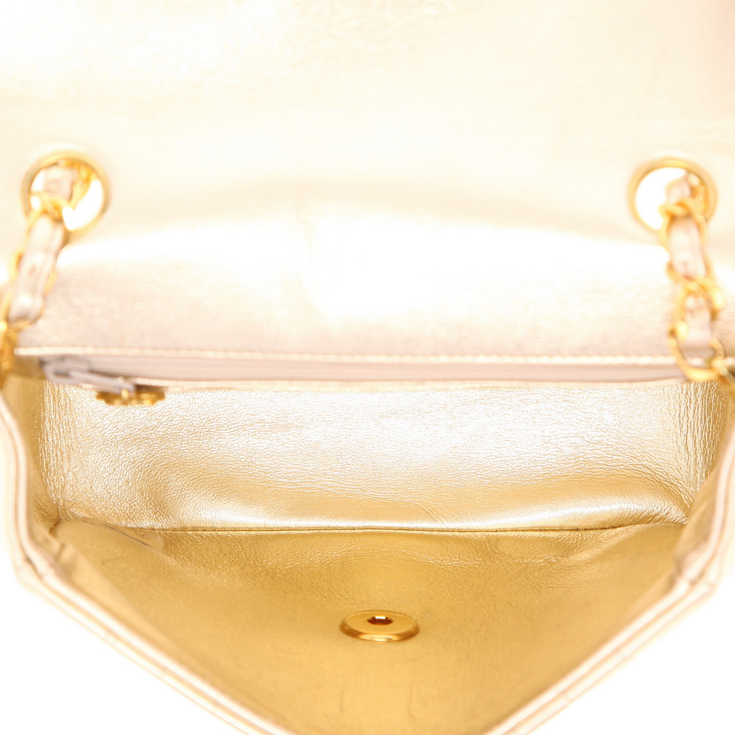 Bolso bandolera Chanel  Mini Carré en cuero acolchado dorado - Detail D3