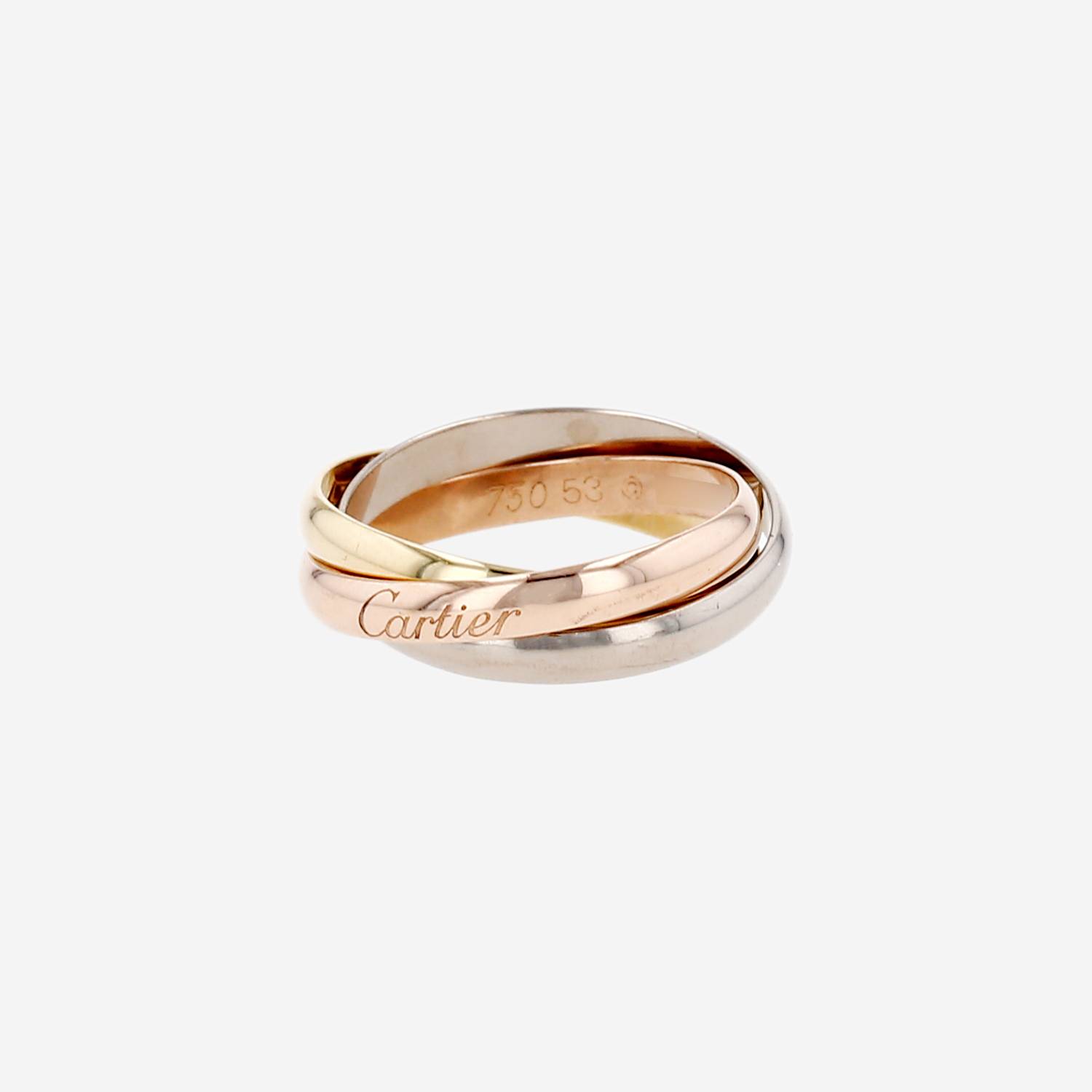 Cartier Trinity small model ring in 3 golds, size 53
