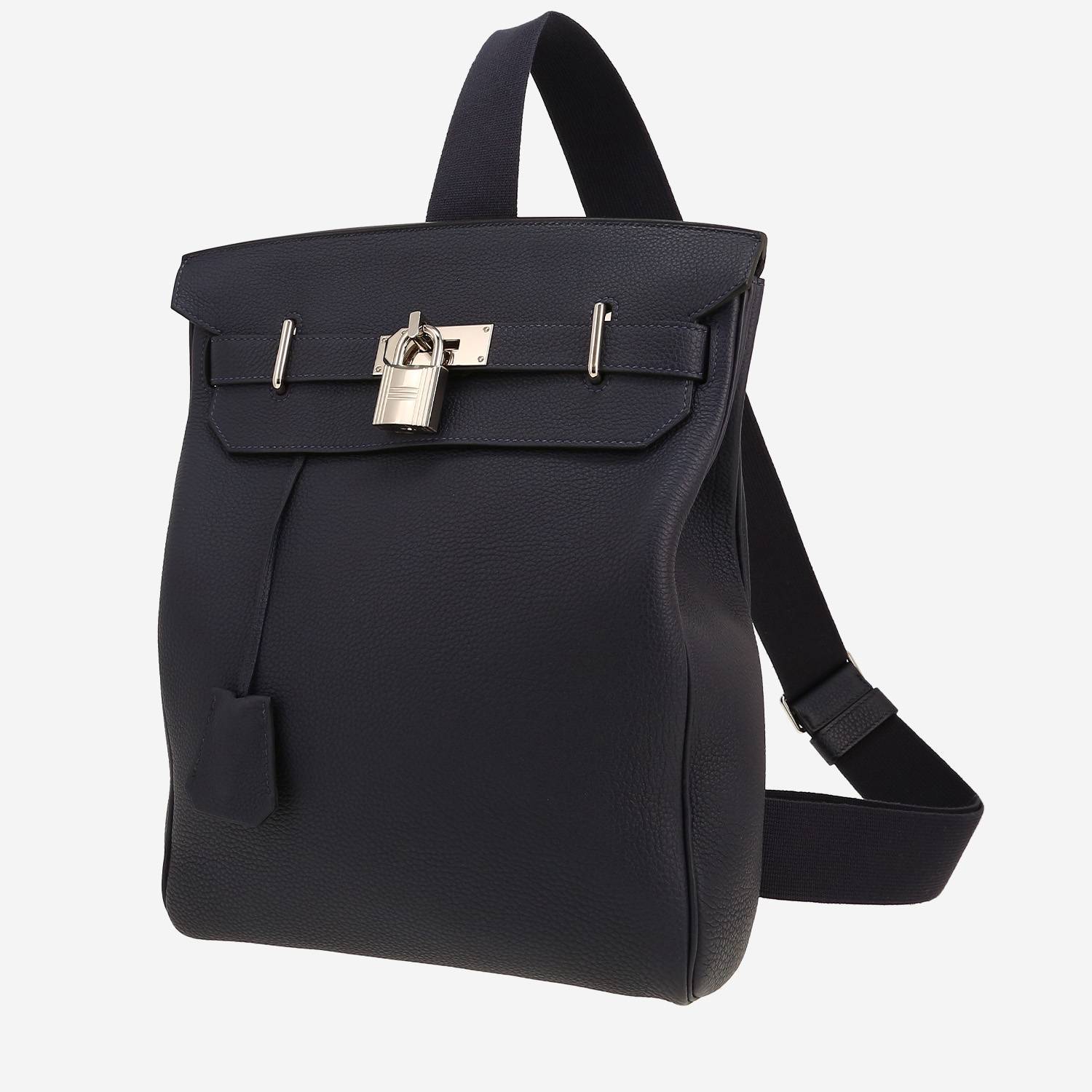 Hermès  HAC à Dos shoulder bag  in navy blue togo leather