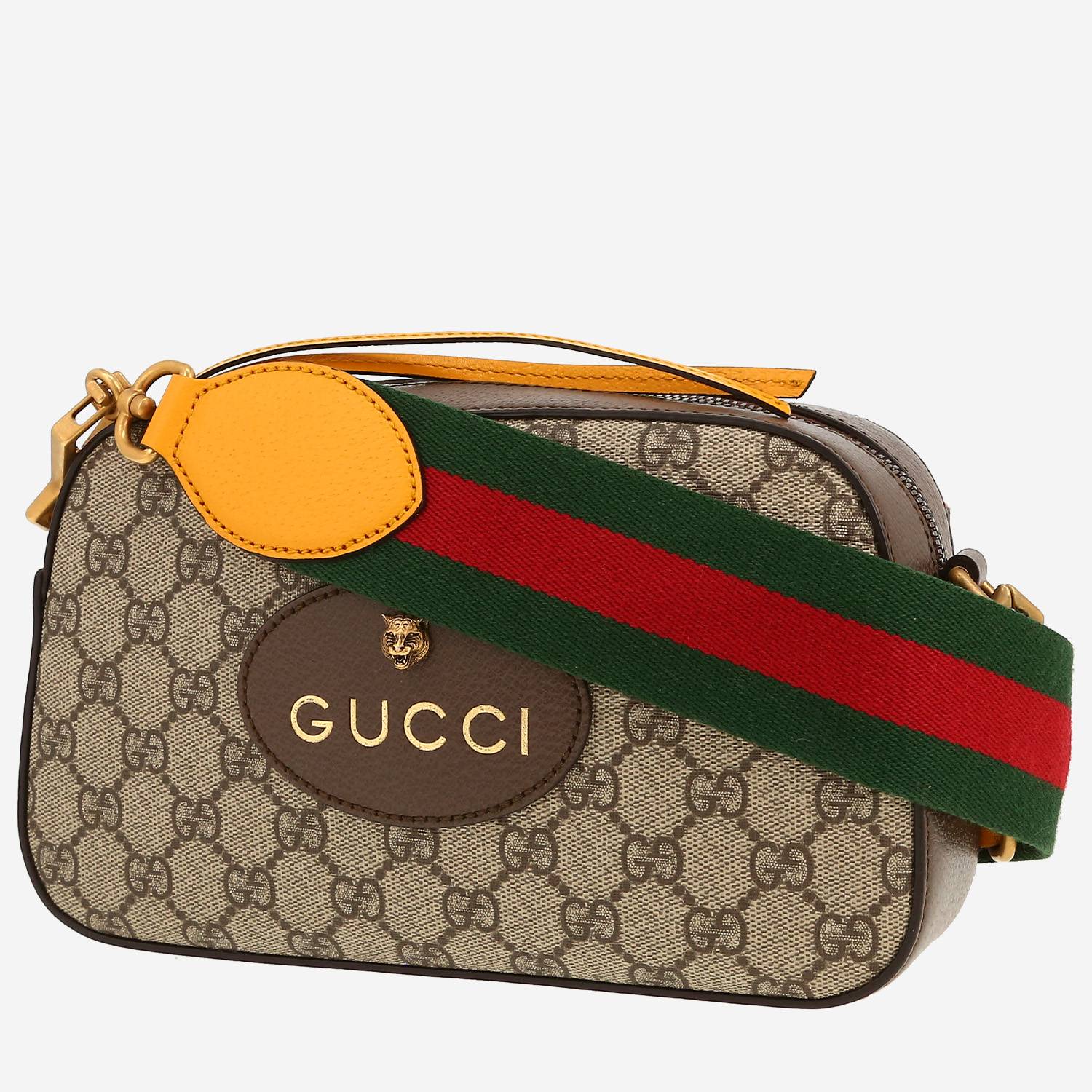 Gucci   shoulder bag  in beige "sûpreme GG" canvas  and brown leather