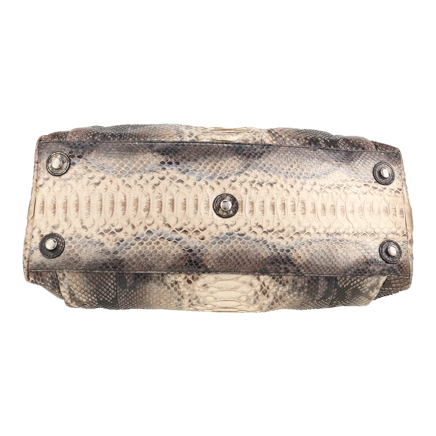 Sac à main Dior  Trente en python dégradé marron et beige - Detail D1