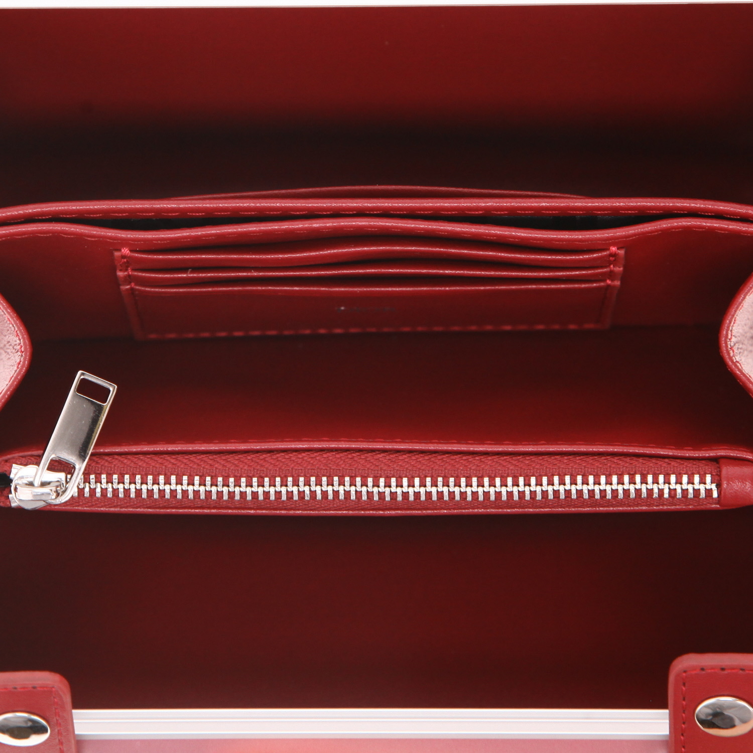 Dior  Pochette Personal shoulder bag  in pink aluminium  and burgundy leather - Detail D3