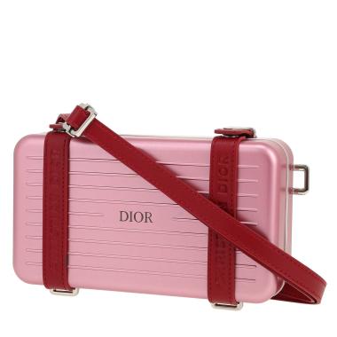 Dior  Pochette Personal shoulder bag  in pink aluminium  and burgundy leather