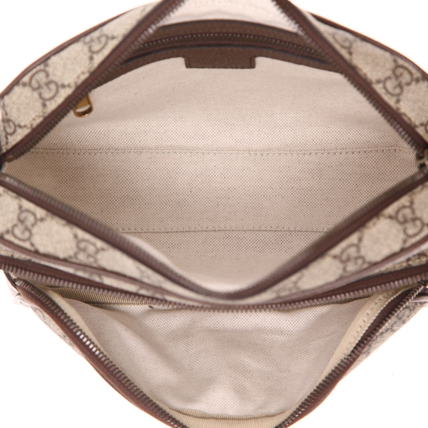 Borsa a tracolla Gucci   in tela "sûpreme GG" beige e pelle marrone - Detail D3
