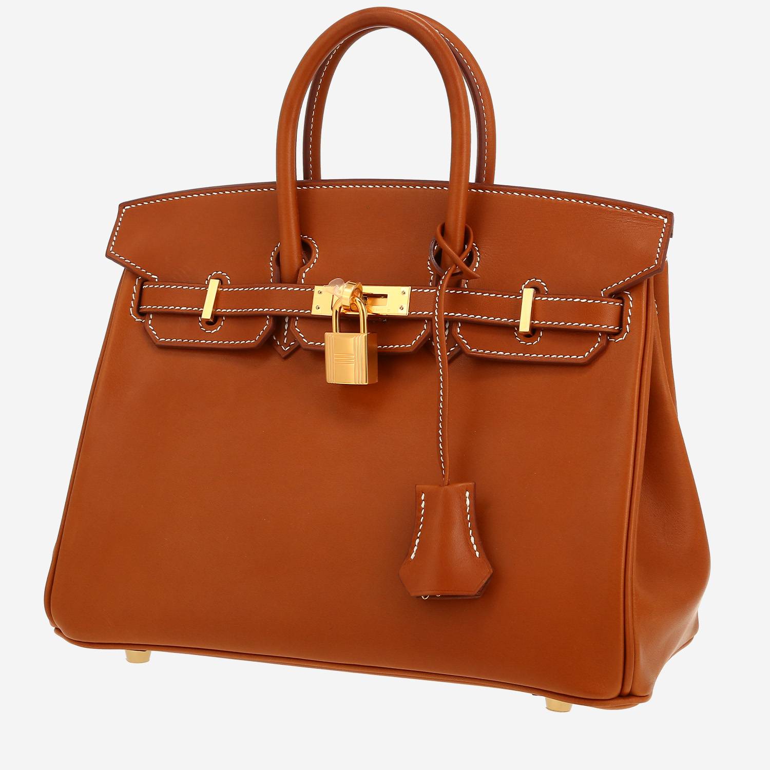 Borsa Hermès  Birkin 25 cm in pelle Barenia terra di Siena bruciata
