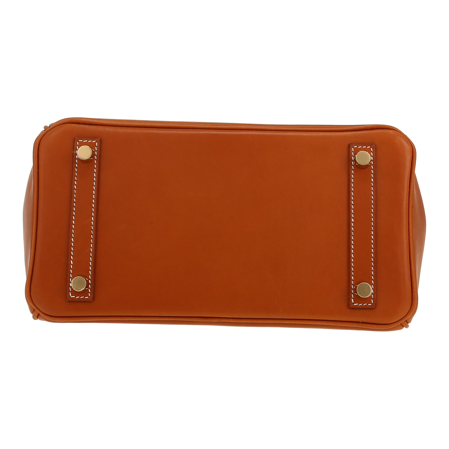 Bolso de mano Hermès  Birkin 25 cm en cuero Barenia rojizo - Detail D1