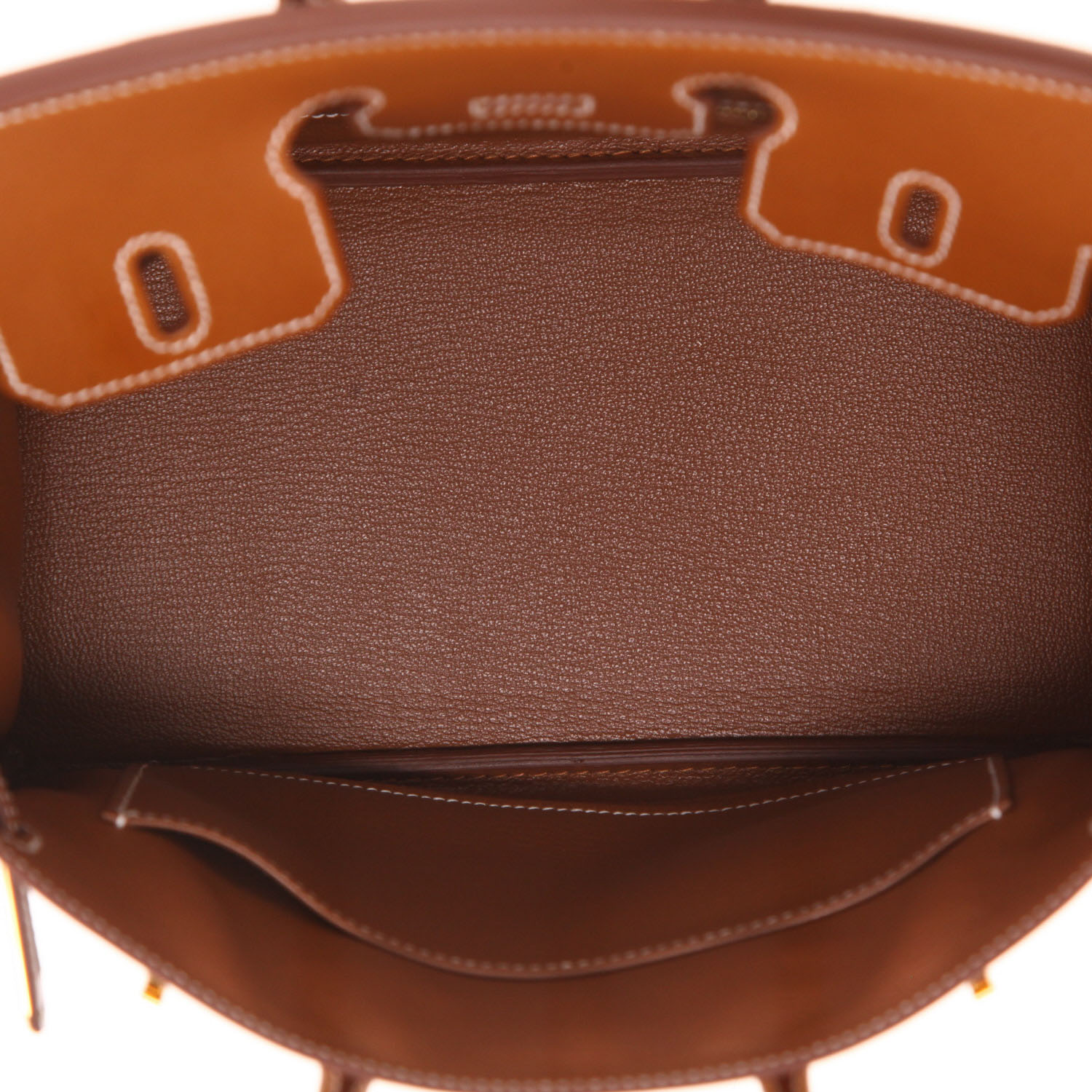 Sac à main Hermès  Birkin 25 cm en cuir Barénia fauve - Detail D3