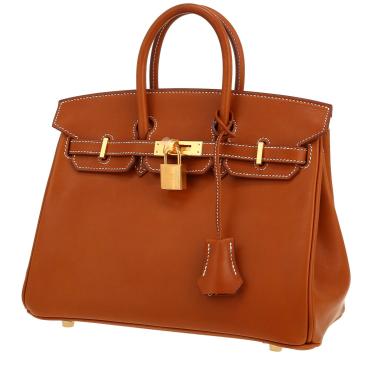Bolso de mano Hermès  Birkin 25 cm en cuero Barenia rojizo